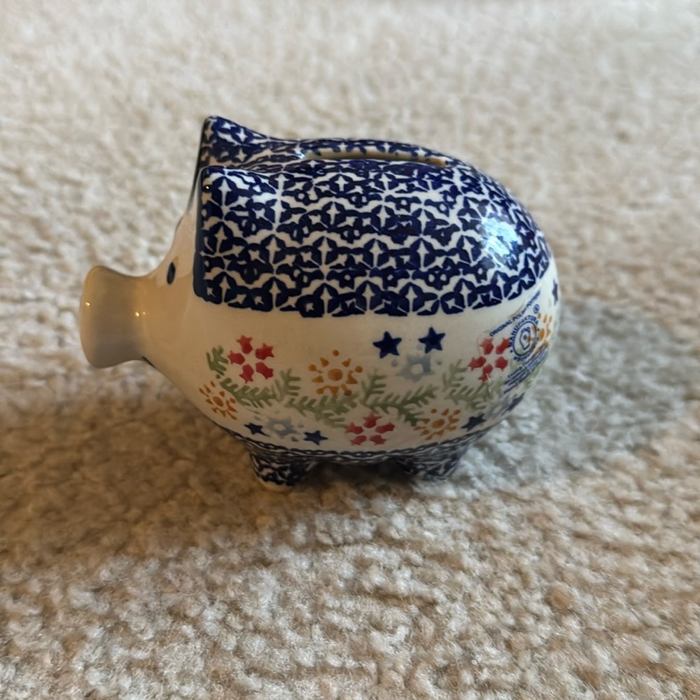Polish Pottery Piggy Coin Bank
